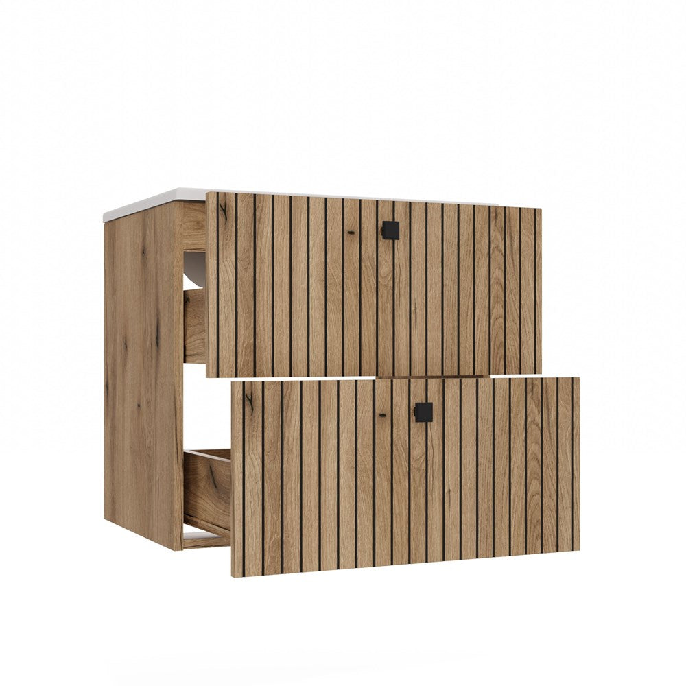 12-SZAFKA POD UMYWALKĘ TIGO 60 2S DĄB EVOKE RYFLOWANY FRONT + UMYWALKA-12