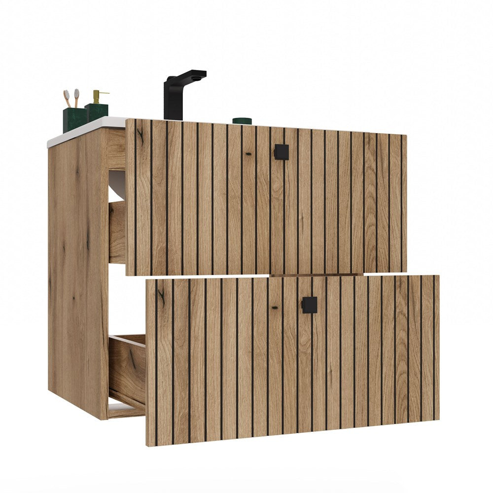 13-SZAFKA POD UMYWALKĘ TIGO 60 2S DĄB EVOKE RYFLOWANY FRONT + UMYWALKA-13