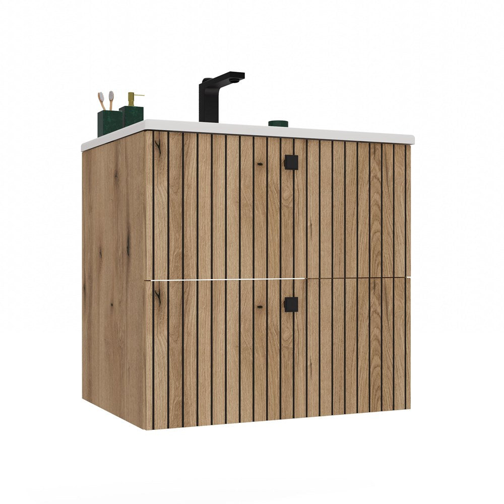 15-SZAFKA POD UMYWALKĘ TIGO 60 2S DĄB EVOKE RYFLOWANY FRONT + UMYWALKA-15