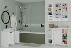 3-Szafka Łazienkowa NINA 1K1D BIAŁA Regał Słupek 1 Kosz Na Pranie 3 Półki Do Łazienki-3