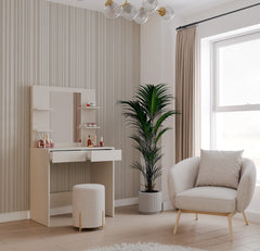 4-Toaletka Kosmetyczna z Lustrem Do Makijażu MARINA 4P + Biurko 2S KASZMIR-4