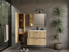 2-SZAFKA POD UMYWALKĘ TIGO 80 2S DĄB EVOKE 2 SZUFLADY RYFLOWANY FRONT WISZĄCA-2