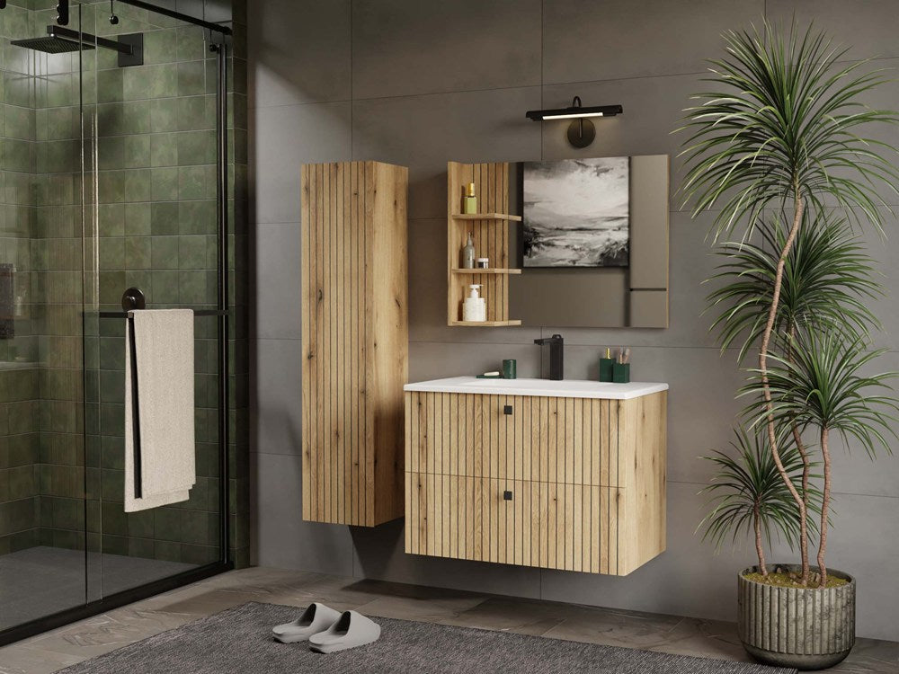 8-SZAFKA POD UMYWALKĘ TIGO 80 2S DĄB EVOKE RYFLOWANY FRONT + UMYWALKA-8