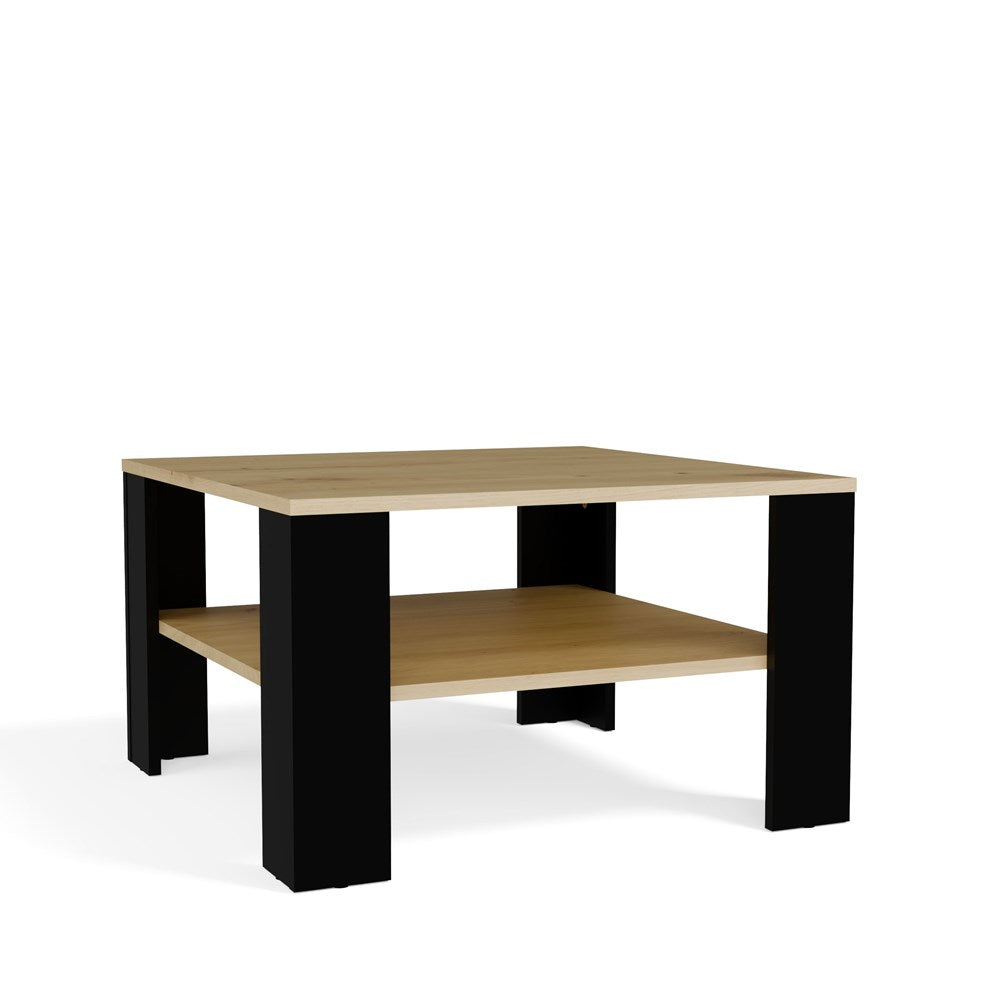 8-Stolik Kawowy Z Półką Pod Blatem SQUARE DĄB ARTISAN CZARNY Ława Do Salonu Pokoju-8