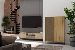 4-SZAFKA RTV KAMARO 160 DĄB ARTISAN Front ryflowany + Klasyczny-4