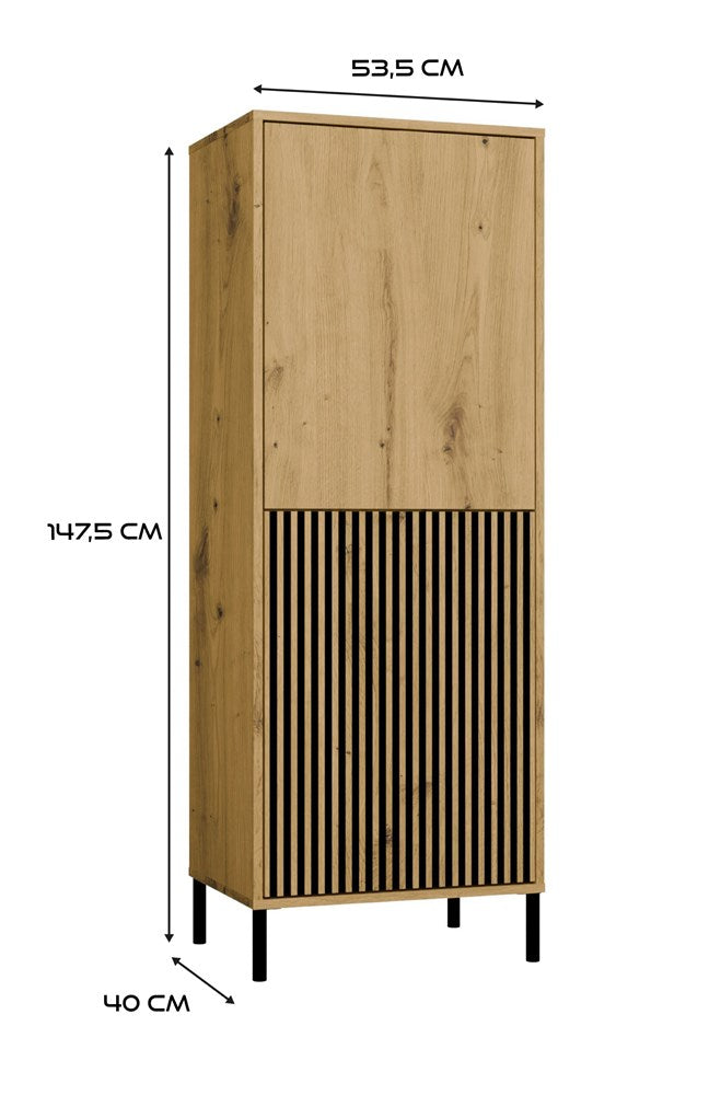 10-Witryna KAMARO 2DK SLIM/GŁADKI DĄB ARTISAN Lamele Front Ryflowany + Klasyczny-10
