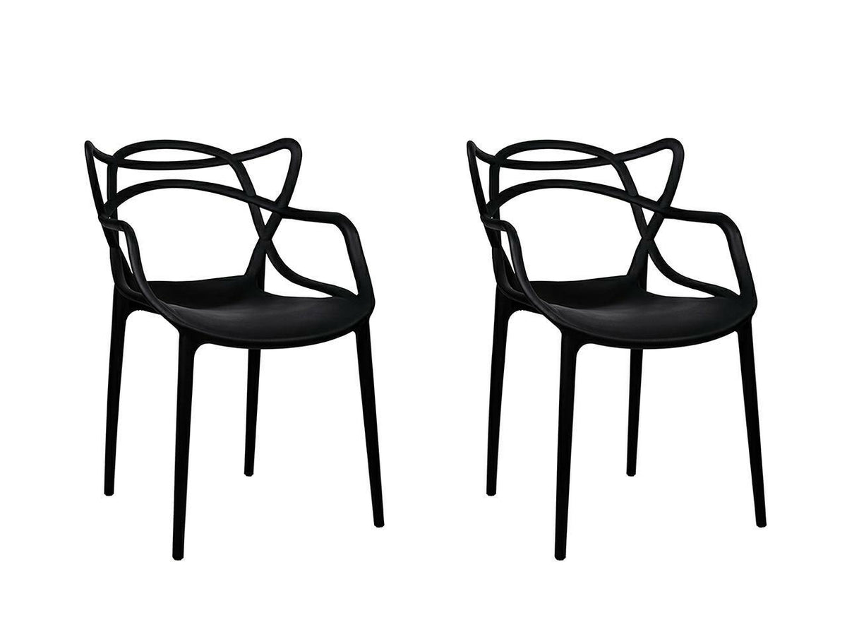 MODESTO set of 2 HILO chairs, black - polypropylene