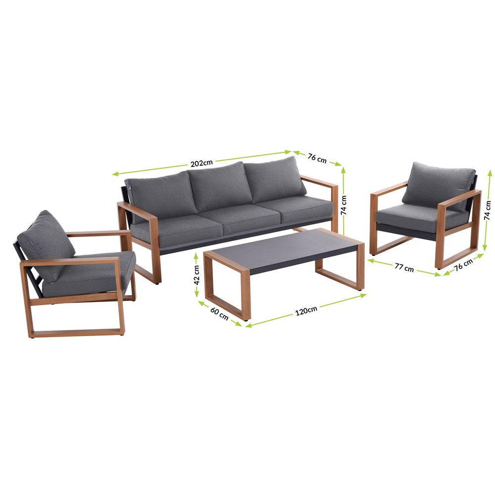 13-Zestaw Mebli Ogrodowych DUISBURG Sofa Fotel Stolik ANTRACYT / BRĄZOWY-13