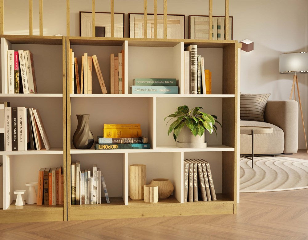 3-Regał Fiesta 8P DĄB ARTISAN / BIEL-3