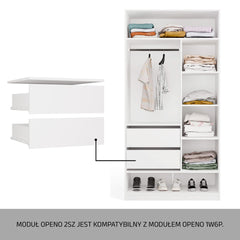 OPENO Drawer Module 2SZ 2 Drawers WHITE For Wardrobe For Bedroom