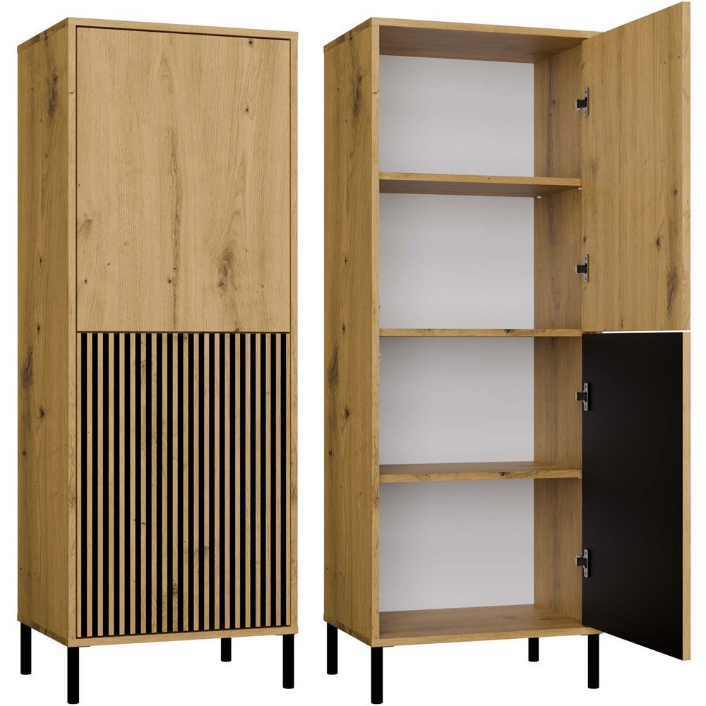 1-Witryna KAMARO 2DK SLIM/GŁADKI DĄB ARTISAN Lamele Front Ryflowany + Klasyczny-1