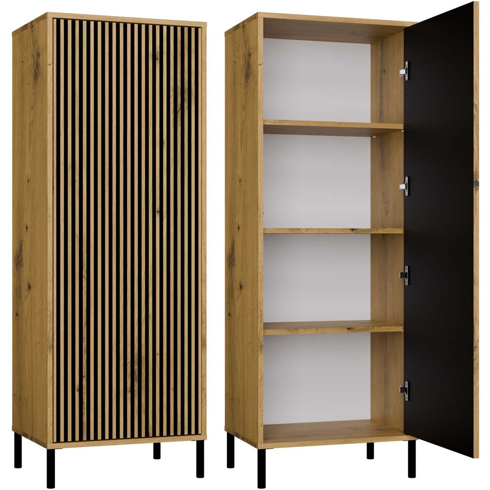 1-Witryna KAMARO 1DD SLIM DĄB ARTISAN Lamele Front Ryflowany-1