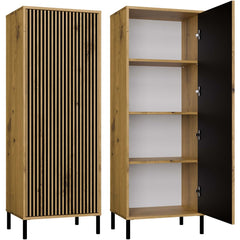 1-Witryna KAMARO 1DD SLIM DĄB ARTISAN Lamele Front Ryflowany-1