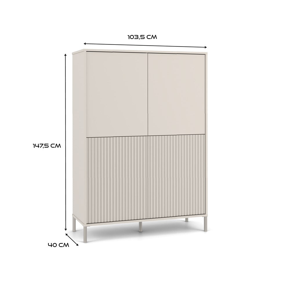 6-Witryna KAMARO 4DK SLIM/GŁADKI KASZMIR 4 Drzwi Lamele Front Ryflowany + Klasyczny-6