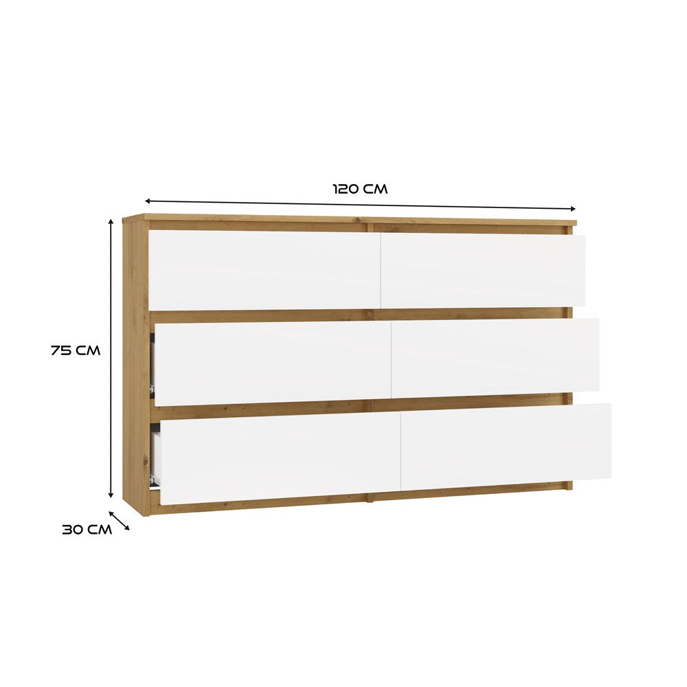 6-Komoda Malwa M6 120 DĄB ARTISAN BIAŁY-6