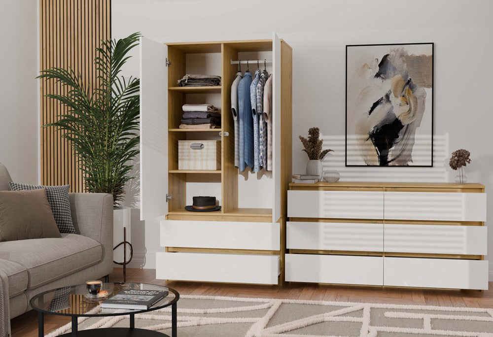 10-Komoda Malwa M6 140 DĄB ARTISAN BIAŁY-10