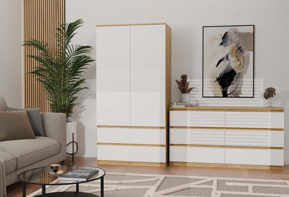 8-Komoda Malwa M6 140 DĄB ARTISAN BIAŁY-8