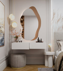 3-Toaletka Kosmetyczna Wisząca MIKA 110 Cm 2 Szuflady Do Sypialni KASZMIR Beż-3