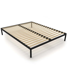1-Stelaż Łóżka BED ALU 160x200 Metalowy Drewniane Listwy Nowoczesny CZARNY-1