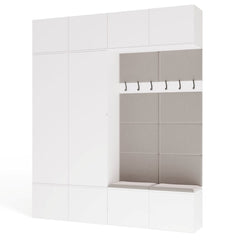 HAGA IV Wardrobe 2Sz2W WHITE 2x Wardrobe + 2x Coat Rack for Hallway