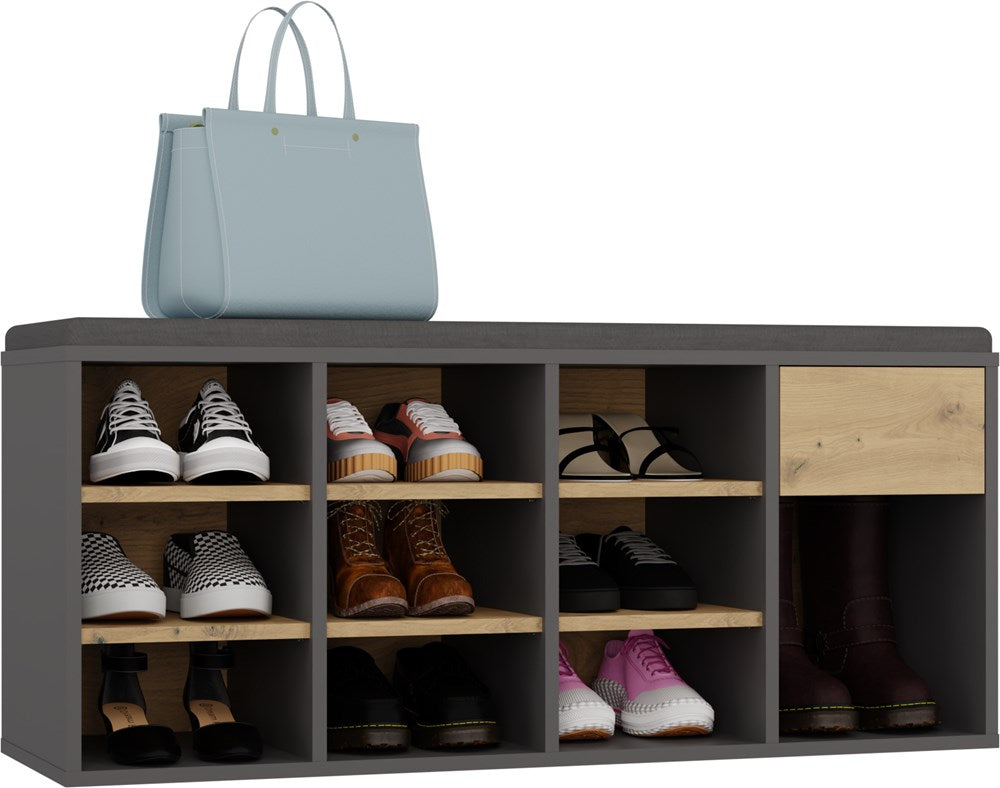 1-Szafka Na Obuwie Buty Otwarta TALLIN ANTRACYT DĄB ARTISAN Do Przedpokoju-1
