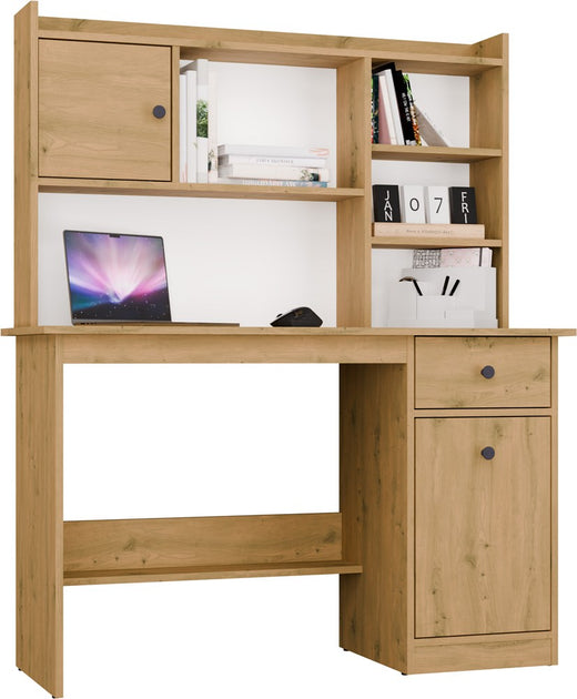 CHESTER Desk with Hutch Artisan Oak 1 Drawer Cabinet Shelf for Room