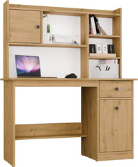 CHESTER Desk with Hutch Artisan Oak 1 Drawer Cabinet Shelf for Room