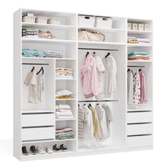 OPENO Modular Wardrobe SET 260/250 WHITE Drawers Rods Shelves Large for Bedroom