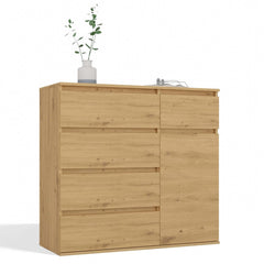 CABINET 1D5S 1 Door 5 Drawer Storage for Living Room Bedroom Room OAK ARTISAN