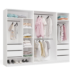 OPENO Modular Wardrobe SET 260/200 WHITE Drawers Rods Shelves Large For Bedroom