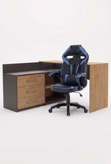 DANY Corner Desk Set ANTHRACITE / ARTISAN OAK + DRIFT BLUE Chair