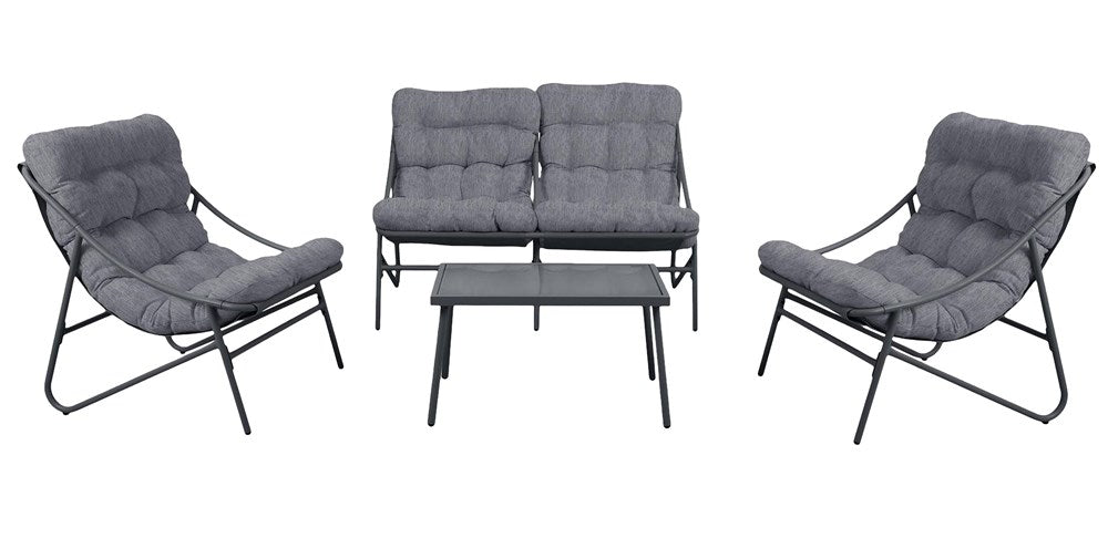 1-Zestaw Mebli Ogrodowych VIBE 4 Częściowy Fotele Sofa Stolik SZARY-1