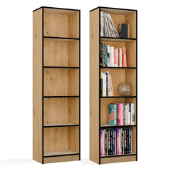 ESTANTE R50 Armário para Livros ARTISAN OAK BORDAS PRETAS 5 Prateleiras para Escritório