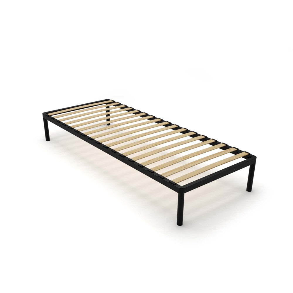 1-Stelaż Łóżka BED ALU 80x200 Metalowy Drewniane Listwy Nowoczesny CZARNY-1