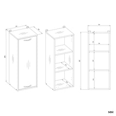 Hanging Bathroom Cabinet Shelf NINA W1D CASHMERE Column 1 Door 3 Shelves