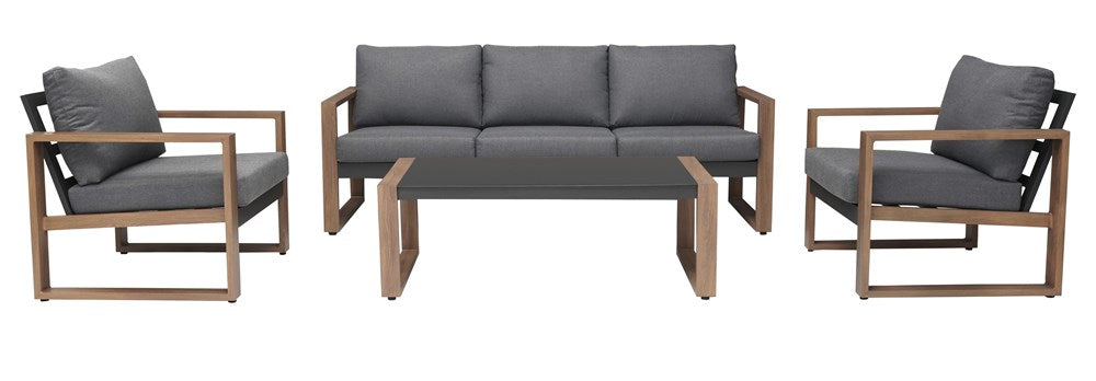 1-Zestaw Mebli Ogrodowych DUISBURG Sofa Fotel Stolik ANTRACYT / BRĄZOWY-1