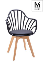 MODESTO ALBERT ARM chair black - polypropylene, eco-leather, beech wood