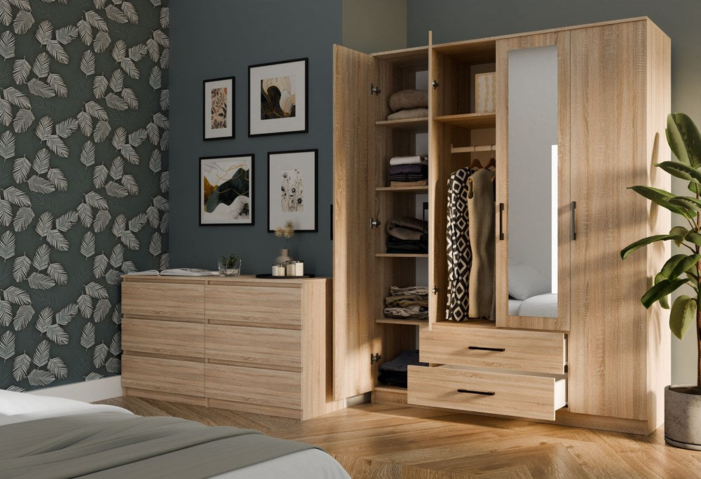 6-Szafa ROMANA 160 Z Lustrem DĄB SONOMA-6