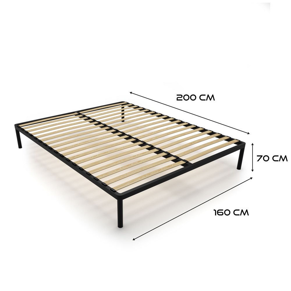 5-Stelaż Łóżka BED ALU 160x200 Metalowy Drewniane Listwy Nowoczesny CZARNY-5