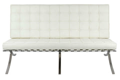 BARCELON three-seater sofa white - genuine Italian leather, chrome