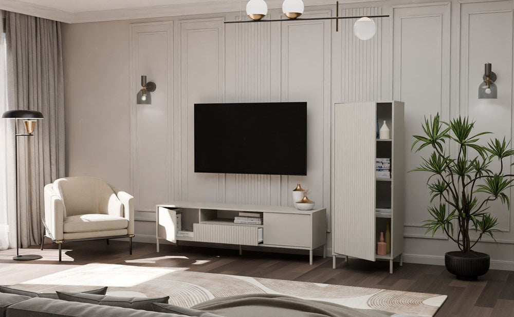 9-Witryna KAMARO 1DD SLIM KASZMIR Lamele Front Ryflowany-9