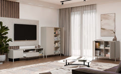 3-Witryna KAMARO 2DD SLIM/GŁADKI KASZMIR BEŻ Lamele Front Ryflowany + Klasyczny-3