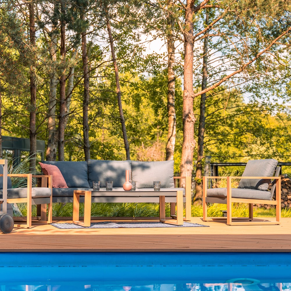 5-Zestaw Mebli Ogrodowych DUISBURG Sofa Fotel Stolik ANTRACYT / BRĄZOWY-5
