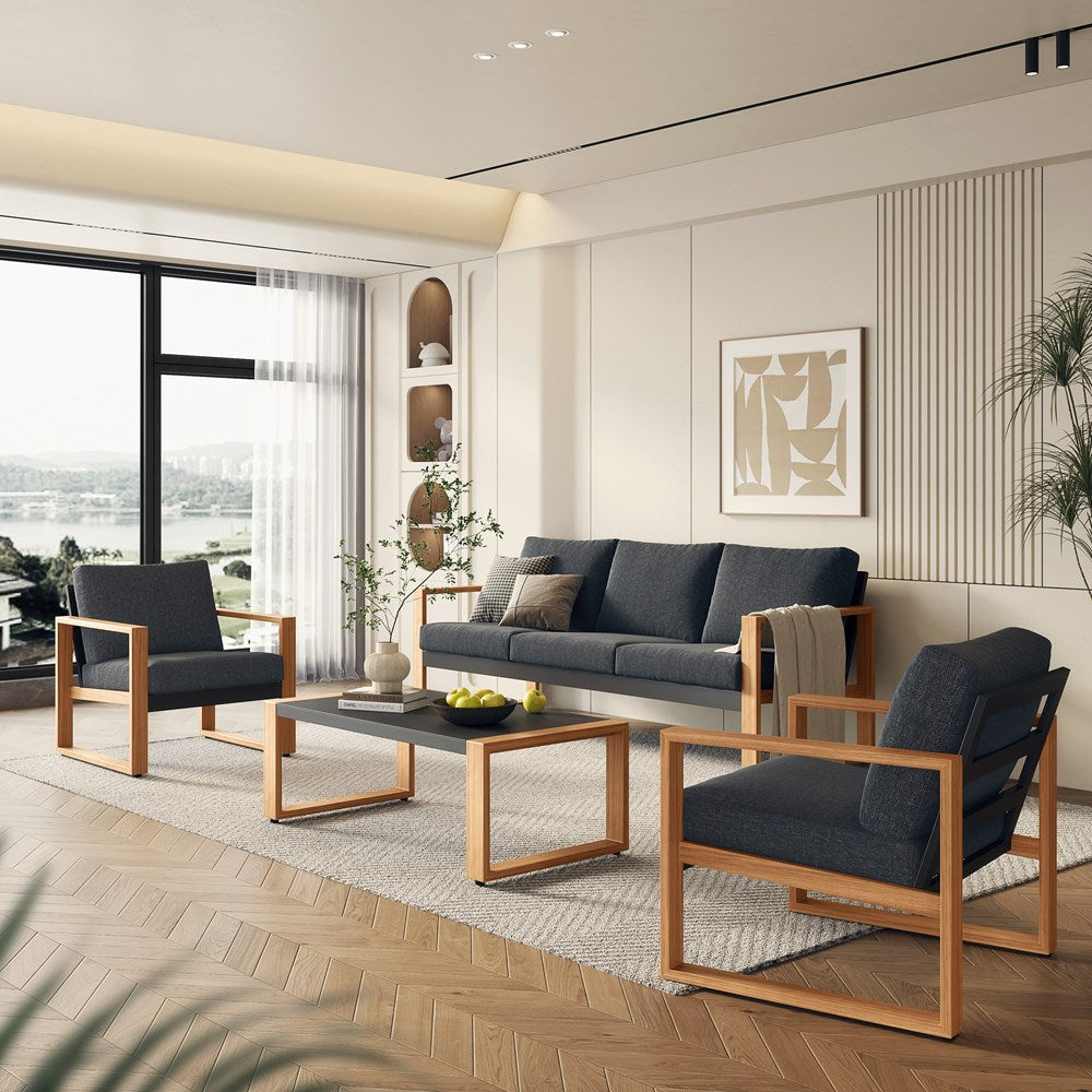 6-Zestaw Mebli Ogrodowych DUISBURG Sofa Fotel Stolik ANTRACYT / BRĄZOWY-6