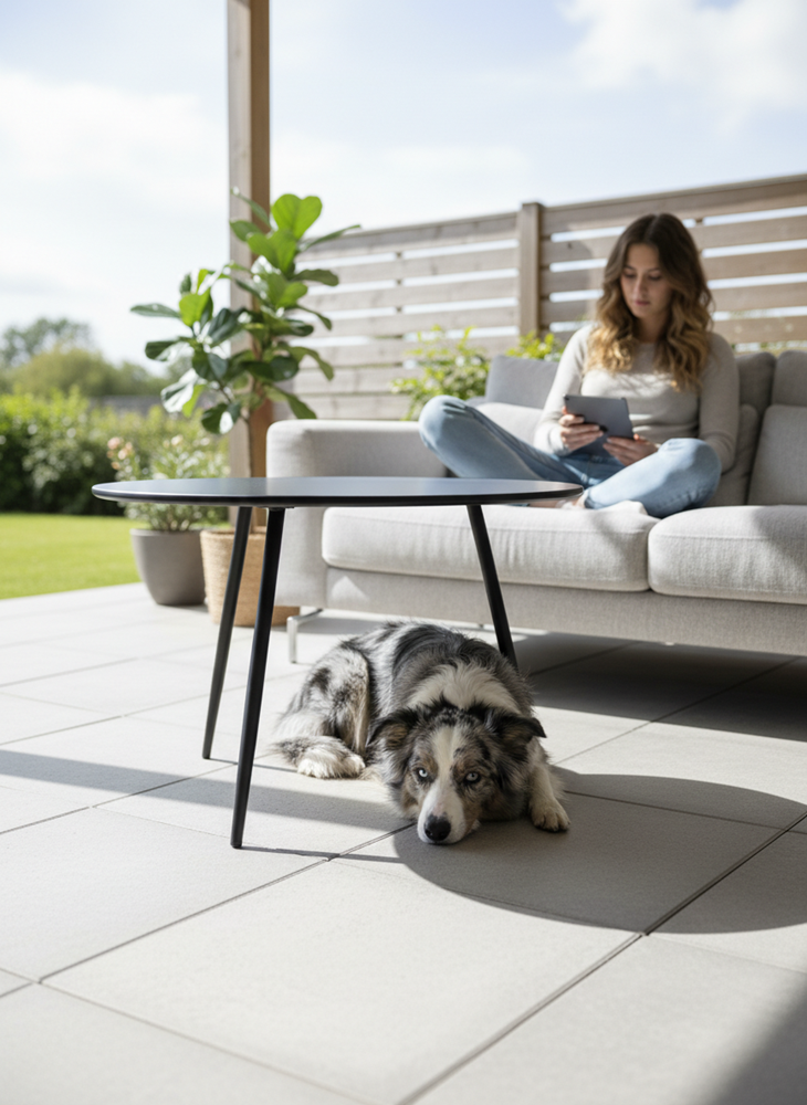 6-Stolik Kawowy Ogrodowy VIBE 60 Cm Stalowy 3 Nogi Szary-6