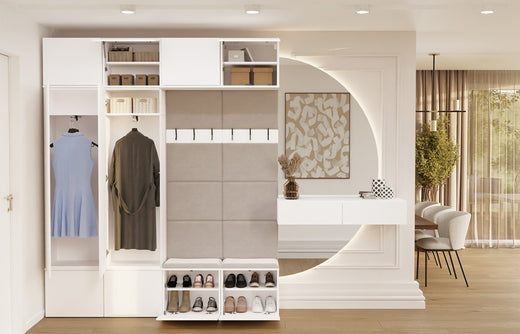 HAGA IV Wardrobe 2Sz2W WHITE 2x Wardrobe + 2x Coat Rack for Hallway
