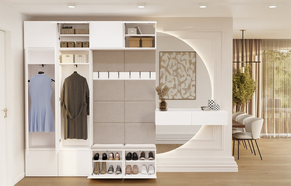 HAGA IV Wardrobe 2Sz2W WHITE 2x Wardrobe + 2x Coat Rack for Hallway
