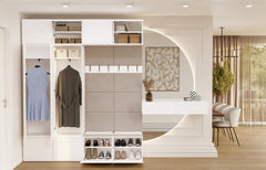 HAGA IV Wardrobe 2Sz2W WHITE 2x Wardrobe + 2x Coat Rack for Hallway
