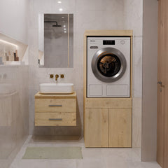 Bathroom Cabinet for Washing Machine or Dryer POLA TWIN 1S Drawer OAK ARTISAN