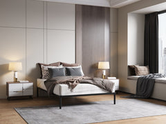 2-Stelaż Łóżka BED ALU 140x200 Metalowy Drewniane Listwy Nowoczesny CZARNY-2